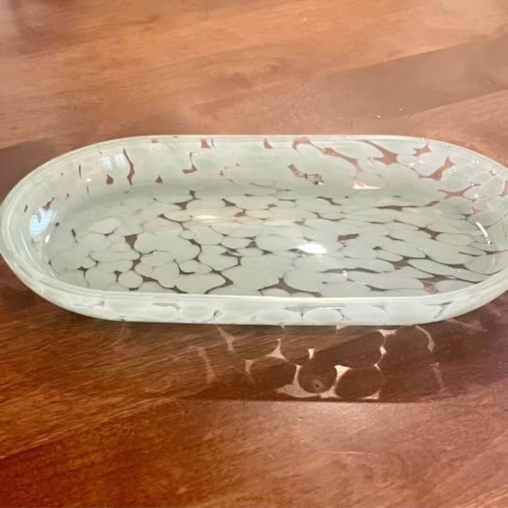 Kassatex Glass Tray – 10” x 5.5” Decorative Vanity / Catchall